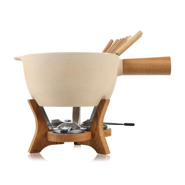Appareil à fondue savoyarde en céramique avec fourchettes et plat
