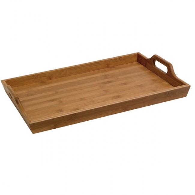 Plateau de service en bambou avec poignées, plateaux de Table en bois,  grande assiette à thé
